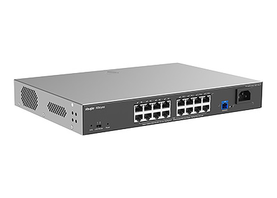 16口千兆PoE光接入交换机ONU|锐捷RG-NBF2100S-16GT1SC-P|单口SC光上联|轻网管全光接入